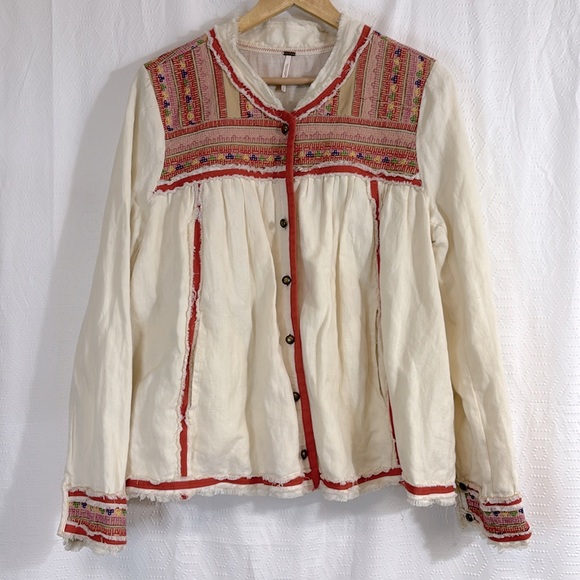 Free People Trapeze Prairie Embroidered Jacket Size large - Picture 4 of 12